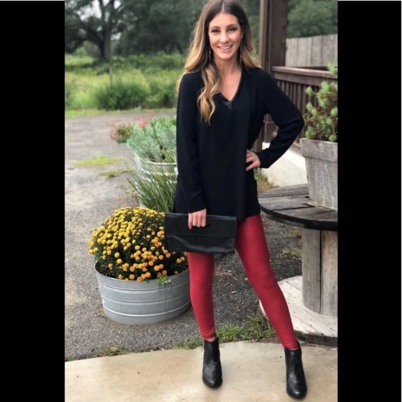 Nwt Spanx Faux Leather Legging Crimson 